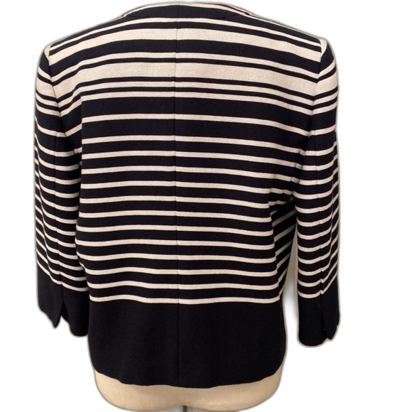 Classiques Entier navy and cream striped tweed jacket Size L - Picture 3 of 5